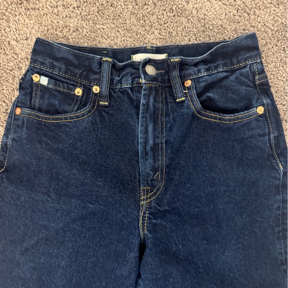 AE77 Stovepipe Dark Blue Straight Leg Jeans with High Waist - Picture 5 of 8